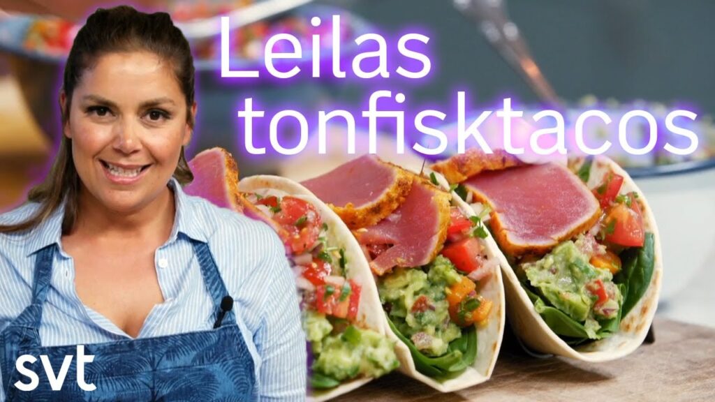 Leila Lindholm lagar tonfisktacos med limeaioli